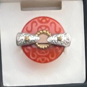 NWOT Beautiful Silpada Carnelian, .925 Silver/Brass Detailed Ring size 7